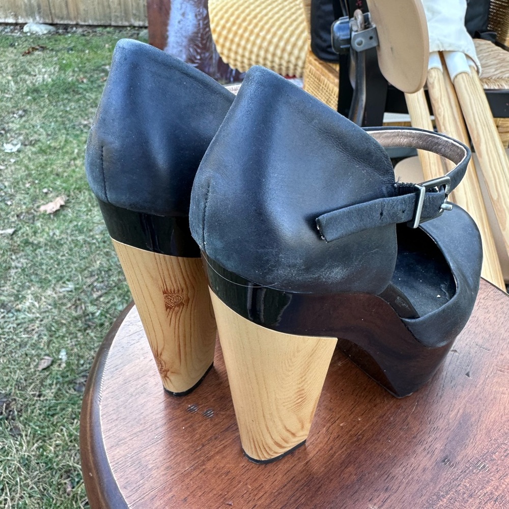 Bcbgeneration Platform Leather Pumps With Wooden … - image 5